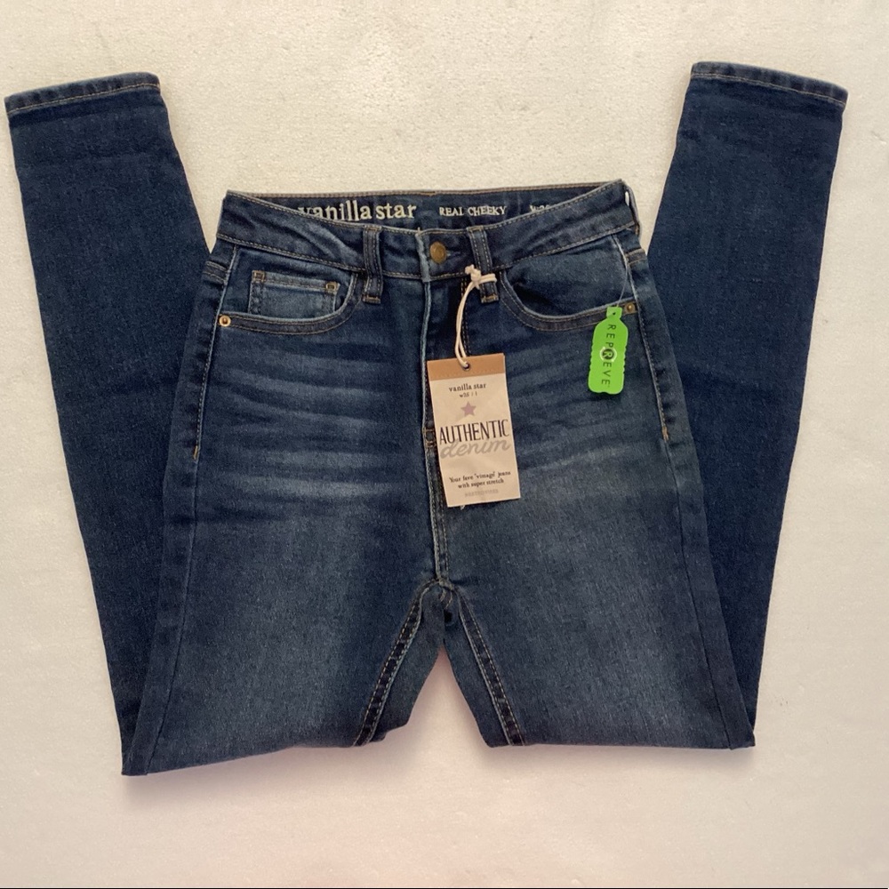 Vanilla Star RealCheeky S1 skinny jeansNWT midrise darkwash measurements in pics